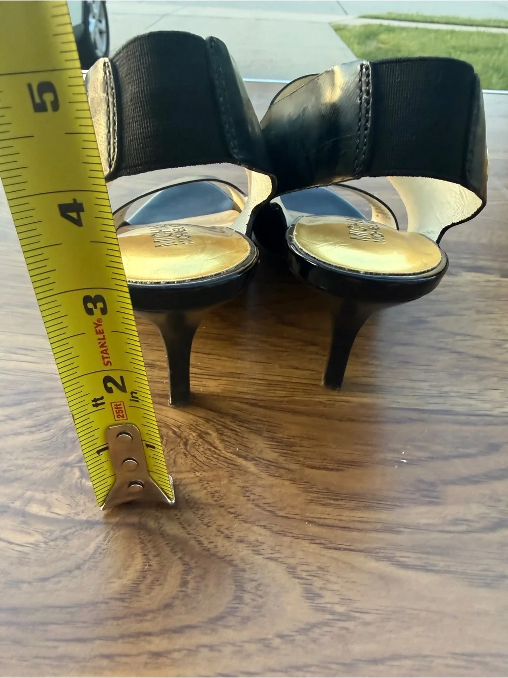 Michael Kors Black Patent Open-Toe Slingback Heels
